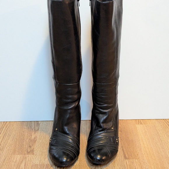 Miz Mooz Journey Black Leather Tall Boots 8.5 – Vintage – Heel Caps Worn - Picture 3 of 13